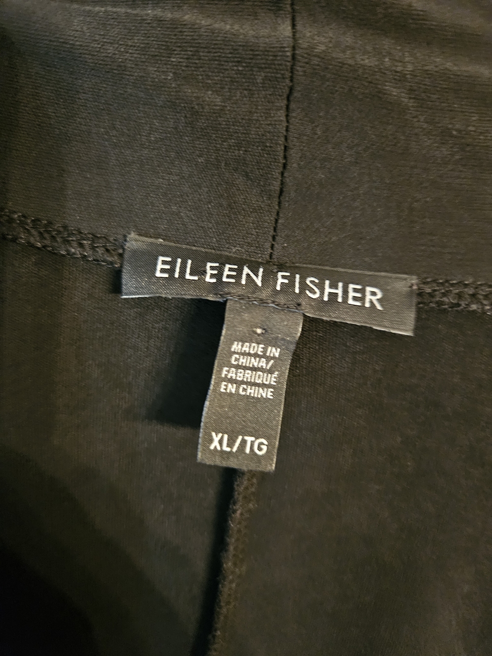 100% Silk Eileen Fisher Black Draped Open Cardigan - Picture 4 of 6